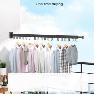 Drying Rack อลูมิเนียมอัลลอยด์พับราวตากผ้าระเบียงแขวนแขวนสิ่งประดิษฐ์ที่ไม่เจาะรูในร่ม