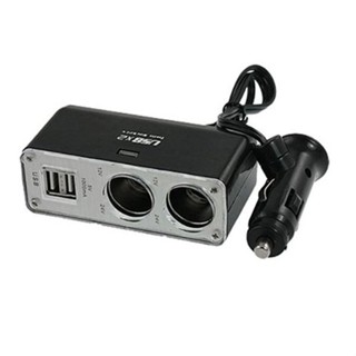 อุปกรณ์รถยนต์ ช่องจุดบุหรี่ USB Twin 2-Way Socket Car 0023 (Black)