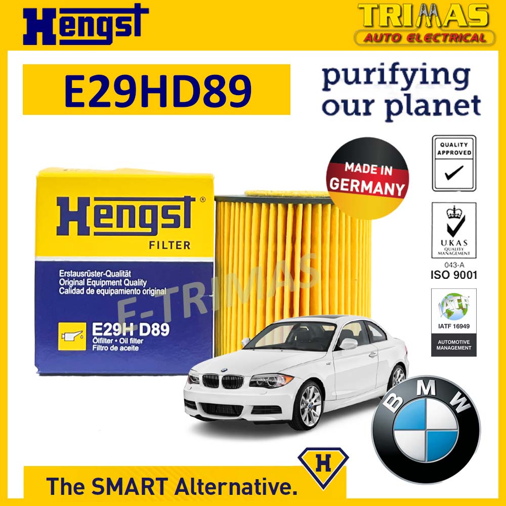 HENGST กรองน้ํามันเครื่อง BMW 1 E81 E82 E87 E88 เครื่องยนต์ N43 N45 N46 2003-2013 Penapis Minyak Enj