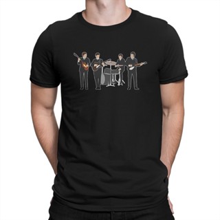 เสื้อยืดแขนสั้นBeatle หล่อที่ยอดเยี่ยมนักดนตรีผู้ชาย TShirt Vintage Retro Line Up ที่โดดเด่น T Shirt Streetwear HipsterS