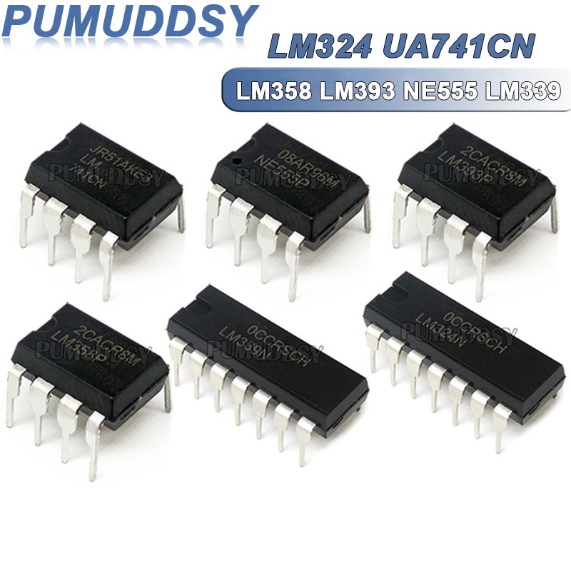 10PCS UA741 LM324 LM393 LM339 NE555 LM358 DIP LM358N LM324N LM339N LM393N NE555P UA741CN Amplifier C