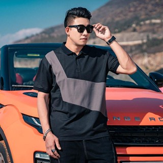 Spot 50-150KG] ultra-high CP value polo shirt large-size mens fashion brand Tee summer tide fat wide version T-lapel splicing color plus fat plus size short-sleeved Paul shirt