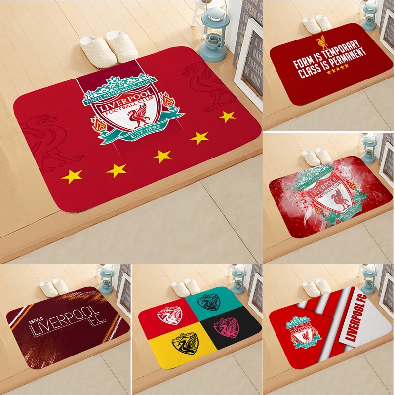 พรมเช็ดเท้า ลายโลโก้ Liverpool กันลื่น สําหรับตกแต่งบ้าน ออฟฟิศ (60X40 ซม.)