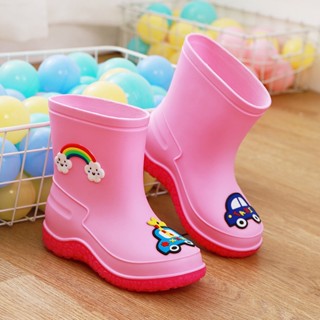 👢Rain Boots👢บูทกันน้ํา รองเท้ากันฝนสำหรับเด็กเด็กการ์ตูนรองเท้าสไตล์ Soft-Soled รองเท้าสำหรับชายและหญิง