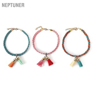 Neptuner ปลอกคอผ้าถัก ประดับพู่ ปรับได้ หลากสี สําหรับสัตว์เลี้ยง แมว