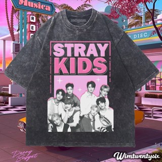 Wimtwentysix "stray kids full squad team" kaos เสื้อซักผ้า ขนาดใหญ่ | เสื้อยืด สไตล์วินเทจ