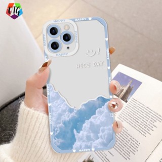 โปร่งใส เคสโทรศัพท์ สำหรับไอโฟน 11 14 12 pro max 13 pro max 7 8 14 plus X XS Max ท้องฟ้าสีครามและเมฆสีขาว for เคสไอโฟน