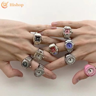 IFME Personality Mini Cute Stretch Analog Dial Ring Watch / Couples Creative Quartz Finger Ring Watch / Round Alloy Belt Ring Watch