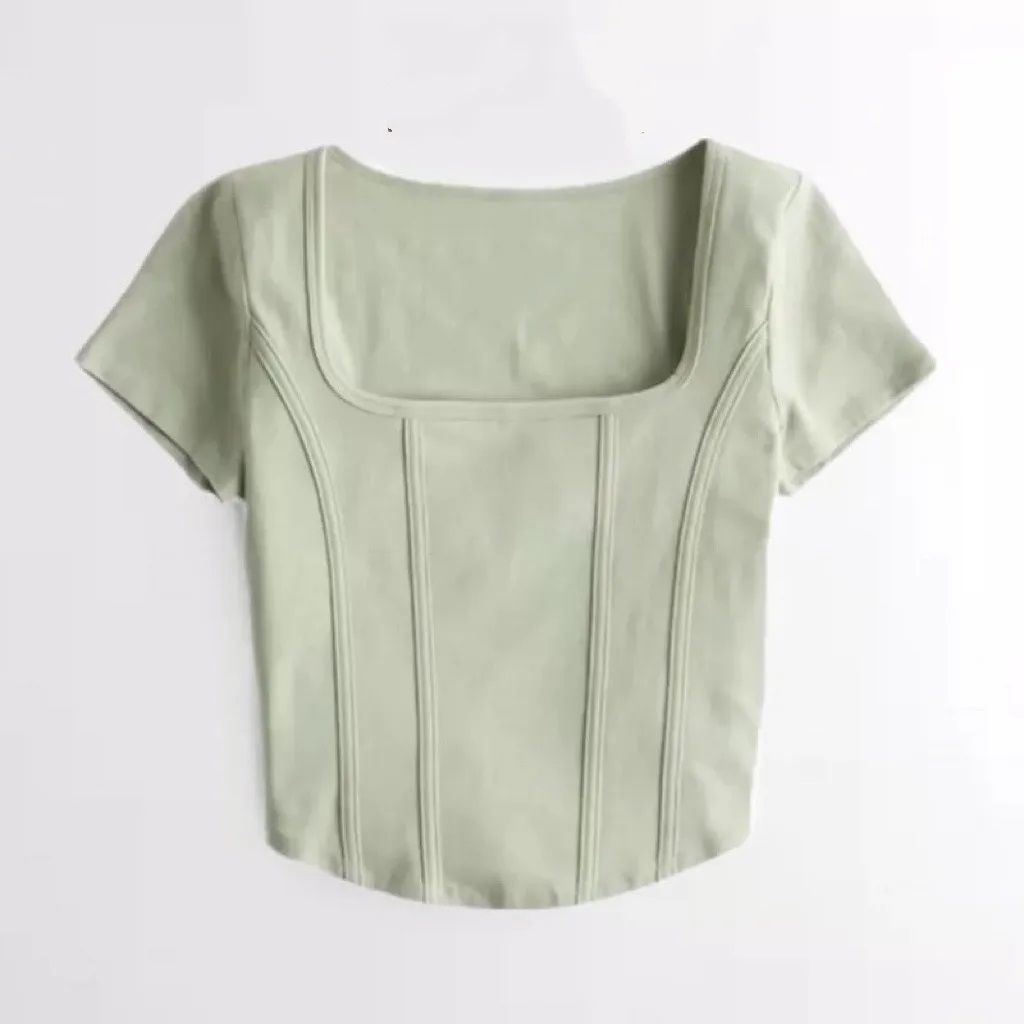 Hollister Small Southern Sleeves เสื้อยืดแขนสั้นผู้หญิง Summer Top Slim Fit, Slim Design, Drawstring