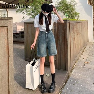 DaDulove💕 New Korean Version of INS WOMENS Jeans High Waist Loose Wide-leg Pants Niche Five-point Pants