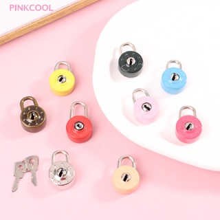 Pinkcool กุญแจล็อกกระเป๋าเดินทาง ทรงกลม ขนาดเล็ก พร้อมกุญแจล็อก สําหรับกล่องเครื่องประดับ ไดอารี่ กระเป๋าเดินทาง งานแต่งงาน 1 ชุด