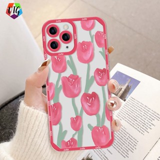 โปร่งใส กุหลาบสีแดง เคสโทรศัพท์ สำหรับไอโฟน 11 14 12 13 pro max 7 8 14 plus X XS Max XR SE2020 for เคสไอโฟน อ่อน