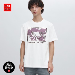 Uniqqlo เสื้อยืดแขนสั้นลําลอง ผ้าฝ้าย พิมพ์ลายการ์ตูนอนิเมะ ทรงหลวม อเนกประสงค์ สําหรับผู้ชาย และผู้หญิง