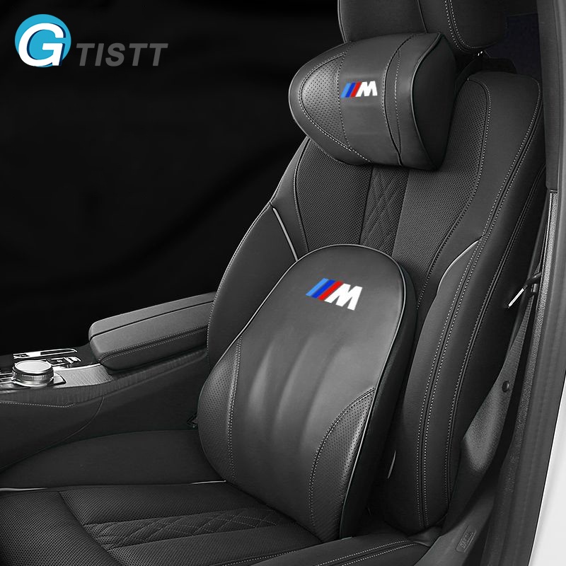 GTISTT สำหรับ BMW M หมอนรองคอในรถ เบาะรองหลังรถยนต์ หมอนรองคอในรถยนต์ หนังpu หมอนรองคอรถยนต์ หมอนลอง
