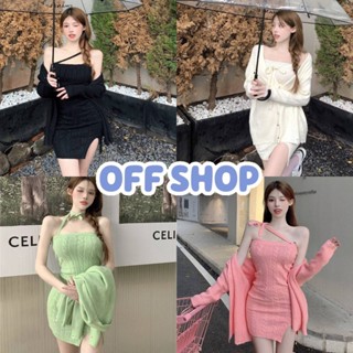 OFF SHOP พร้อมส่ง (OFF-U043) ชุดมินิเดรสไหมพรม  สายผูกได้หลายแบบ (ขายเฉพาะเดรส) มีทั้ง4สีพาสเทล