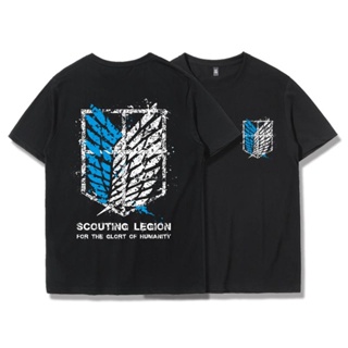 S-5XL เสื้อยืดอะนิเมะ Attack On Titan Survey Corps รูปแบบการพิมพ์เสื้อยืดแขนสั้นสุดฮอตอะนิเมะผ้าฝ้ายแขนสั้น