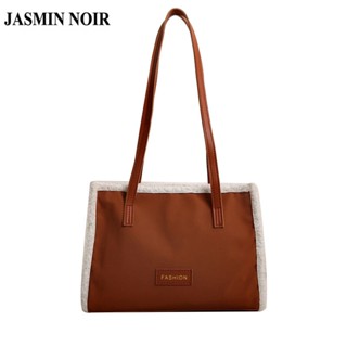 Jasmin NOIR กระเป๋าสะพายไหล่ กระเป๋าถือ หนัง PU แต่งขนเฟอร์ สําหรับสตรี