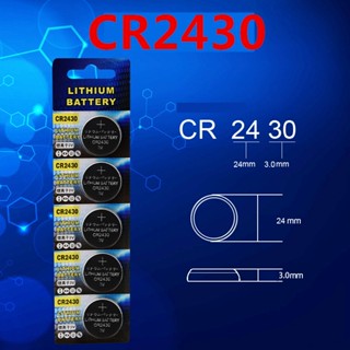 ถ่านกระดุม LITHIUM CR2430 Lithium 3V ถ่าน จำหน่ายยกแผง 1แผง 5ก้อน หมดอายุปี 2023 ถ่าน