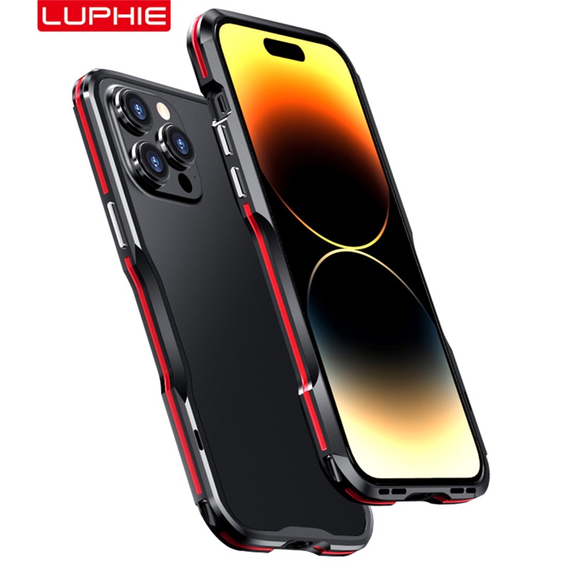 [LUPHIE] เคสโทรศัพท์มือถือ กรอบโลหะ อลูมิเนียม หรูหรา สําหรับ iPhone 14 Pro Max Bumper 14 Plus 13 12 Mini 11 SE Case Luxury Aviation Aluminium Protective Cover Skins