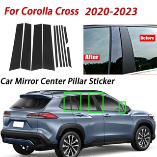 สติกเกอร์ฟิล์มติดเสากระจกรถยนต์ สีดํามันวาว สําหรับ Toyota Corolla Cross CC 2021 2022 2023