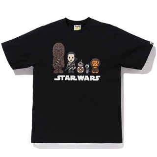 เสื้อยืดแขนสั้นเสื้อสีดำ Bape X Starwars Republic TeeS-5XL