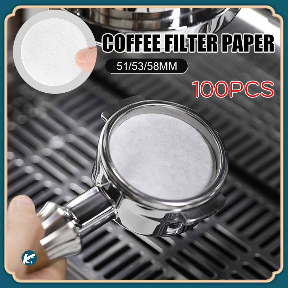 【KC】100pcs รอบกระดาษกรองกาแฟ 51/53/58 มม.ทิ้งกาแฟ Handle กระดาษกรอง ที่จับเอสเปรสโซ เครื่องมืออุปกรณ์เสริมกาแฟ