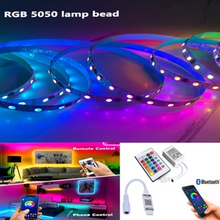 【1 ชุด】ไฟ Led RGB 5050 พร้อมบลูทูธ 24 คีย์ 16 สี 220V พร้อมรีโมตคอนโทรล 12V 5 เมตร สําหรับตกแต่ง