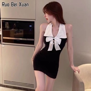 RUO BEI XAUN ชุดเดรสผู้หญิง สไตล์เกาหลี แฟชั่นใหม่ ชุดเดรสเปิดหลังเซ็กซี่