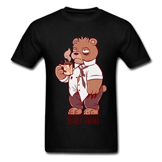 Lyzh Bearly Awake เสื้อยืดลําลอง ผ้าฝ้าย แขนสั้น คอกลม พิมพ์ลาย Bearly Awake สําหรับผู้ชาย