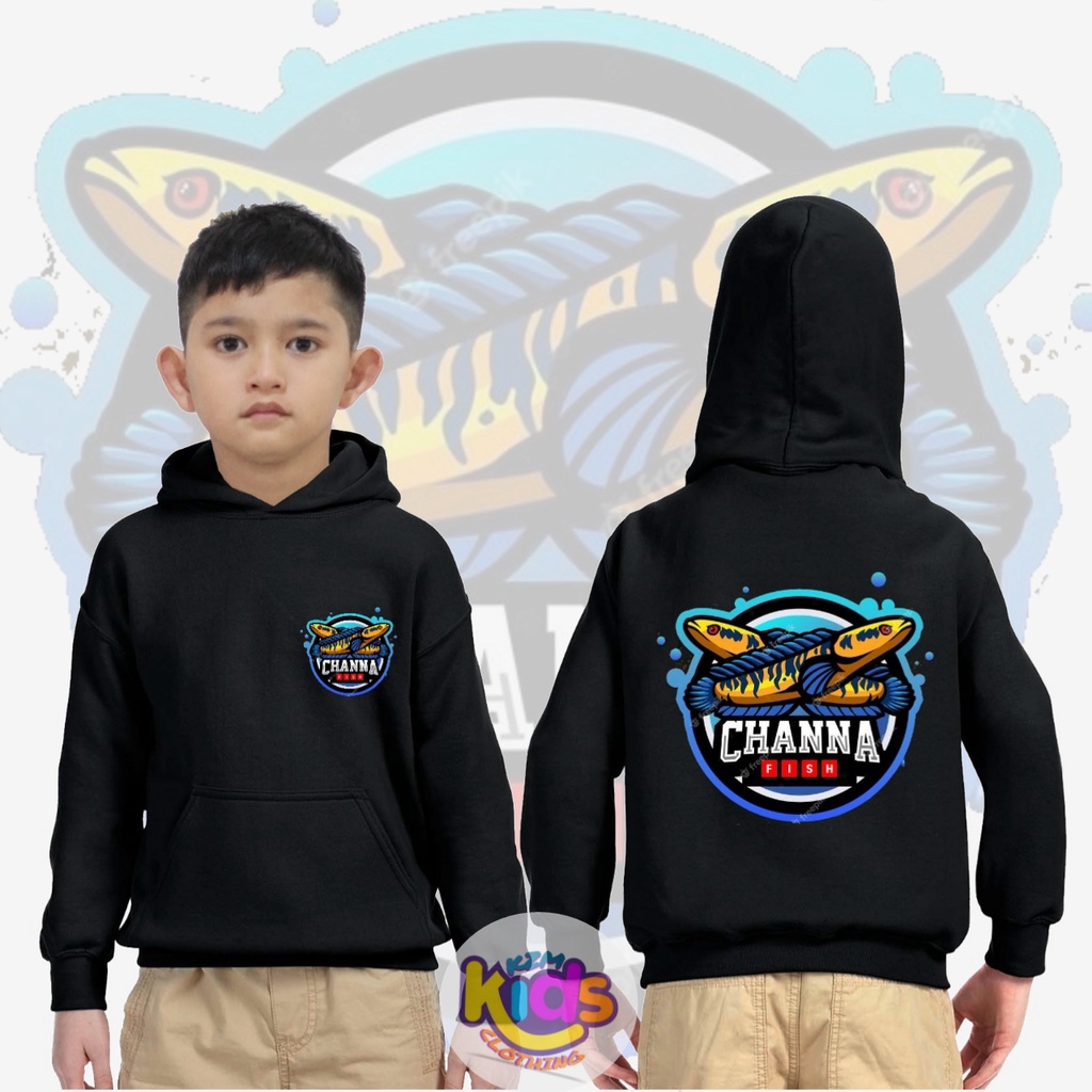 KZM CLTH - CHILDRENS HOODIE SWETER JACKET สําหรับ CHANNA FISH SNACKHEAD LOVERS, THICK FLEECE MATERIA