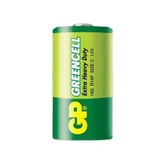 ถ่านไฟฉาย GP Greencell ถ่าน Carbon Zinc Size C 1.5V 14G R14P 1แพ็ค2ก้อน GP14G-2S2 ถ่านไฟฉาย