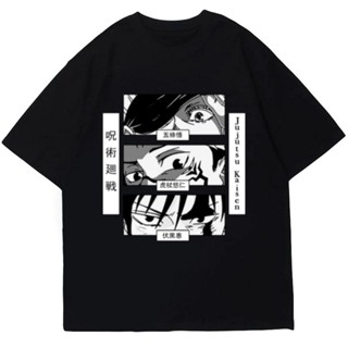 [S-5XL] เสื้อยืดผ้าคอตตอน ราคาส่ง ไม่ต้องรีด เสื้อยืดครอป jujutsu kaisen เสื้อแขนยาวลายการ์ตูน women เสื้อยืดยาวสีขาวs