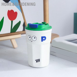 Home&amp;Gardening แก้วกาแฟท่องเที่ยวลักษณะน่ารักถ้วยกาแฟหุ้มฉนวนสแตนเลสพร้อมฝาปิดสำหรับสำนักงาน