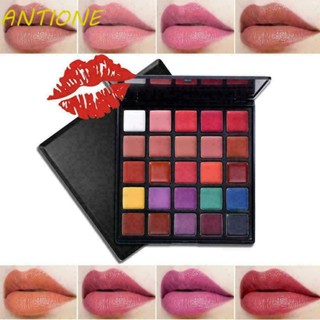 Antione พาเลทลิปสติก ลิปกลอส เนื้อแมตต์ กันน้ํา ติดทนนาน สีม่วงนู้ด 25 สี