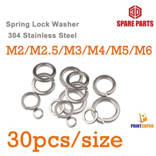 Screw Spring Lock Washer Nut M2 , M2.5 M3 , M4 , M5 , M6 304 Stainless Steel 30ชิ้นต่อแพ็ค 30pcs/pack สกรู น็อต แหวนรอง