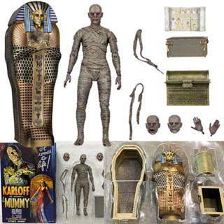 ของแท้ NECA โมเดลฟิกเกอร์ Monsters The Mummy Casket Coffin Pyramid ของเล่นคริสต์มาส ฮาโลวีน