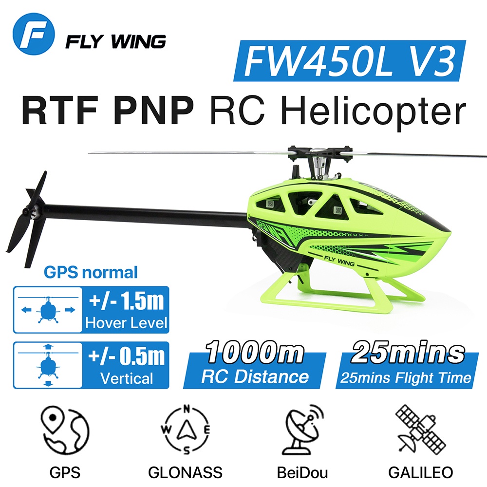 Fly Wing FW450L V3 RC เฮลิคอปเตอร์รีโมทคอนโทรลเฮลิคอปเตอร์ PNP RTF 3D กลับอัตโนมัติ