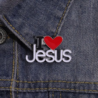 เข็มกลัดเคลือบ ลาย I Love Jesus เรียบง่าย ของขวัญสําหรับเพื่อน เสื้อผ้า ขายส่ง