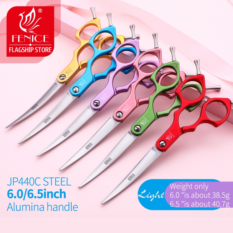 Fenice Professional JP440C สีสัน 6.0 6.5 นิ ้ วโค ้ งกรูมมิ ่ งกรรไกรสัตว ์ เลี ้ ยงกรรไกรสําหรับสุนัขแมว J6VJ