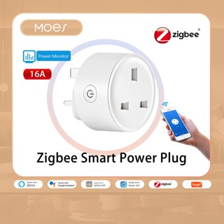 Moes ZigBee Tuya ซ็อกเก็ตปลั๊กไฟไร้สาย 16A อัจฉริยะ ควบคุมพลังงาน Alexa Google UK EU US