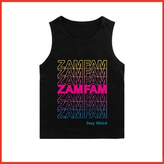 เสื้อยืดแขนกุดลําลอง พิมพ์ลายตัวอักษร Zamfam แฟชั่นฤดูร้อน สไตล์สปอร์ต สําหรับเด็กผู้ชาย และเด็กผู้หญิง