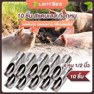 ก๊อกน้ำหมู ก๊อกหมู สแตนเลสแท้ ทองแดง1ชุด10 ชิ้น ขนาด 4 หุน (1/2 นิ้ว) จุ๊บหมู จุกดูดน้ำหมู