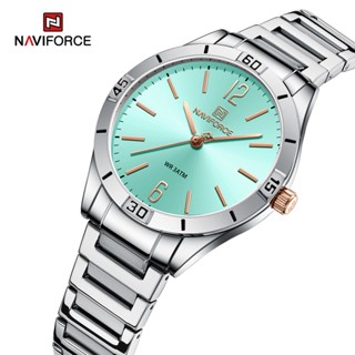 Naviforce นาฬิกาข้อมือควอทซ์ สายสแตนเลส กันน้ํา หรูหรา สําหรับผู้หญิง