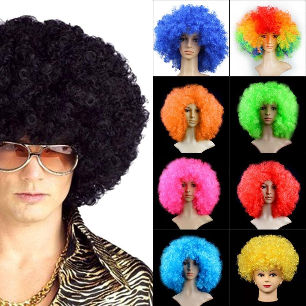 Suqin52 สีดํา Afro Curly วิกผม Clown คอสเพลย์ Carnival Party แฟนฟุตบอลฮาโลวีนแฟชั่นผมหยิก - รูปที่ 4