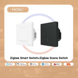 Moes ตัวเก็บประจุไม่ต้องใช้ตัวเก็บประจุ 3.0 สวิตช์ปุ่มกดอัจฉริยะ ZigBee3.0 ควบคุมผ่านแอพ ทํางานร่วมกับ Alexa Google