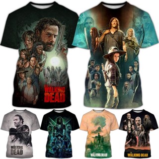 ใหม่ เสื้อยืดลําลอง แขนสั้น คอกลม พิมพ์ลาย The Walking Dead 3D แฟชั่นฤดูร้อน สําหรับผู้ชาย และผู้หญิง SX-5XL