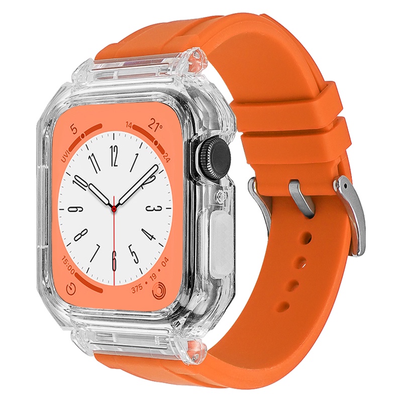 สายนาฬิกาข้อมือซิลิโคนใส แนวสปอร์ต สําหรับ Apple Watch 8 7 45 มม. 41 มม. iWatch Series 6 SE 5 44 มม. 40 มม.