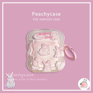 Ins เคสหูฟังไร้สาย กันหาย ลายกระต่ายน่ารัก สีชมพู พร้อมสายโซ่คล้อง สําหรับ Airpods 1 Pro2 Airpod 2 Pro 3