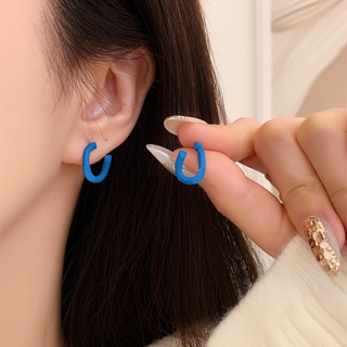 Blue Geometry Earrings No Hole Ear Clips Simple Metal Clip Earring Without Piercing Minimalist Earrings Jewelry CEk1042