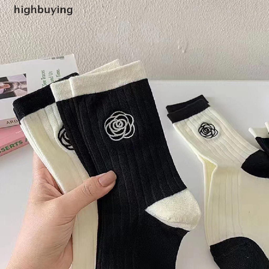 [highbuying] ถุงเท้าผ้าฝ้าย ระบายอากาศ สไตล์เกาหลี โลลิต้า คามิเลีย หวานแหวว ฤดูใบไม้ร่วง สําหรับผู้หญิง นักเรียน พร้อมส่ง
